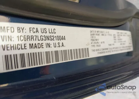 2022 Ram 1500 Classic Slt 4X4 5'7 Box z USA, uszkodzony, nr VIN 1C6RR7LG3NS210044